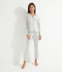 Pijama Americano Manga Longa e Calça Liso