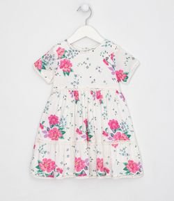 Vestido Infantil em Viscose Estampa Floral - Tam 1 a 5 anos