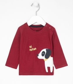 Camiseta Infantil Estampa Cachorro - Tam 0 a 18 meses