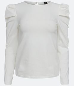 Blusa em Cotton com Manga Bufante