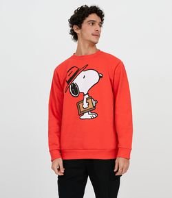 Blusão em Moletinho com Estampa Snoopy