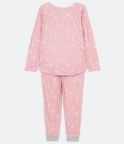 Pijama Longo com Estampa de Estrelas Luas e Toque Suave - Renner