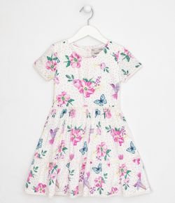 Vestido Infantil em Viscose Estampa Floral - Tam 5 a 14 anos