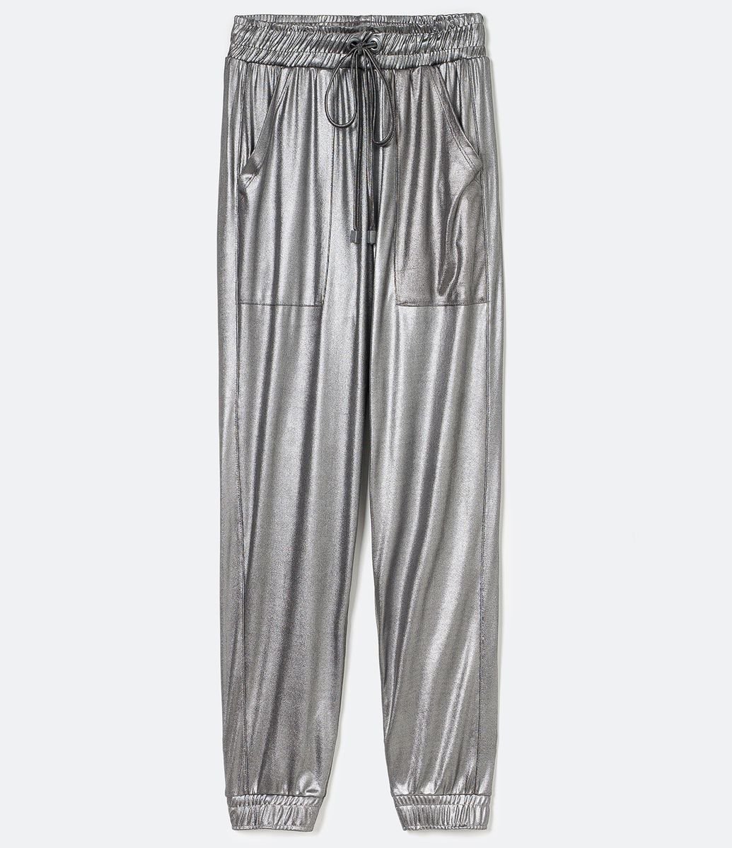 calça jogger prata