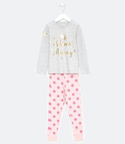 Pijama Infantil Estampa Poá Mini Mommy - Tam 4 a 14 anos