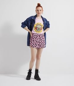 Short Estampa Animal Print com Bolso