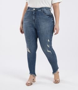 Calça Jeans Skinny com Detalhe na Barra Curve & Plus Size