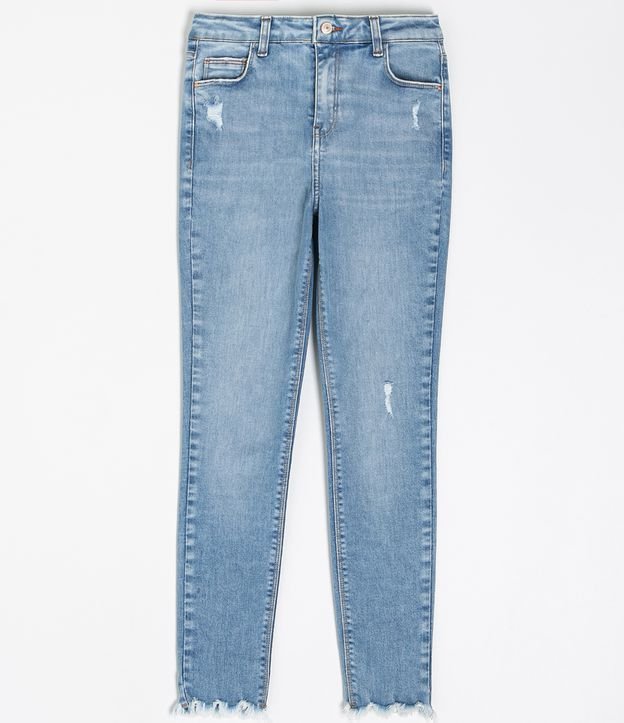 Pantalón Skinny con Gastados y Terminación en Jeans Azul 5