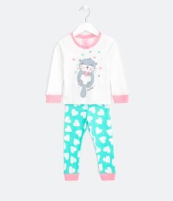 Pijama Infantil Longo Estampa Castor - Tam 1 a 4 anos