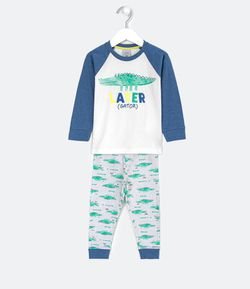 Pijama Infantil Estampa de Jacaré - Tam 1 a 4 anos