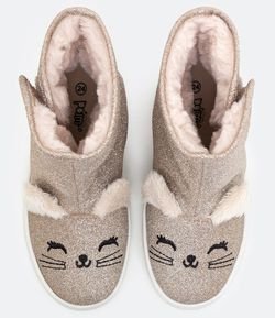 Bota Infantil com Glitter Estampa Gatinho - Tam 20 ao 26 - Renner