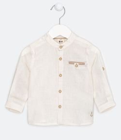 Camisa Infantil en Lino con Cuello Mao - Talle 0 a 18 meses 