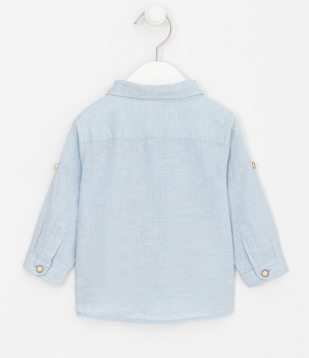 Camisa Infantil en Lino - Talle 0 a 18 meses Azul 2