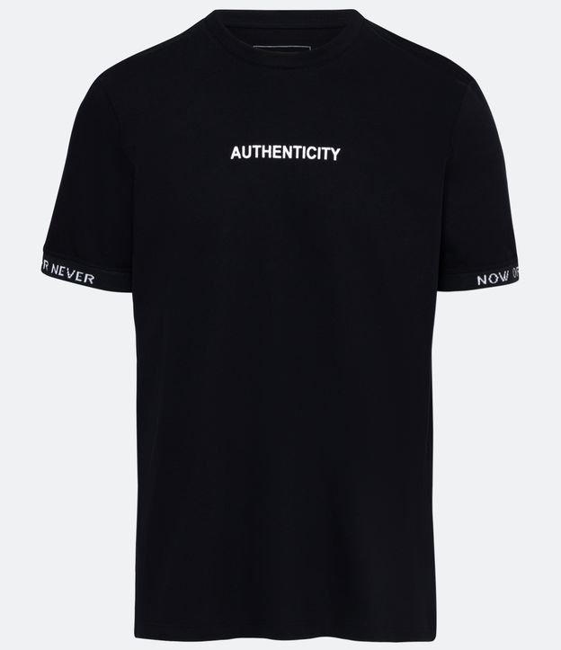 Camiseta Regular em Meia Malha com Lettering Authenticity Preto 5
