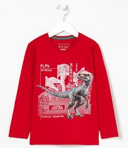 Camiseta Infantil Estampa Dinossauro- Tam 5 a 14 anos