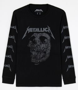 Camiseta Manga Longa Estampa Banda Metallica