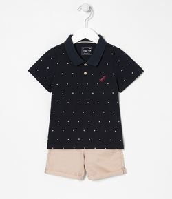 Conjunto Infantil Bermuda e Camiseta Polo Losango - Tam 1 a 5 anos