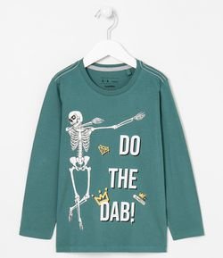 Camiseta Infantil Estampa Esqueleto - Tam 5 a 14 anos