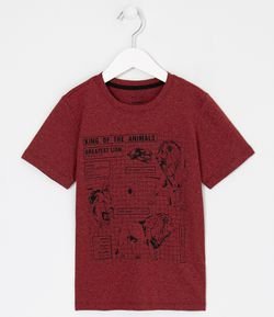 Camiseta Infantil Estampa de Leão - Tam 5 a 14 anos