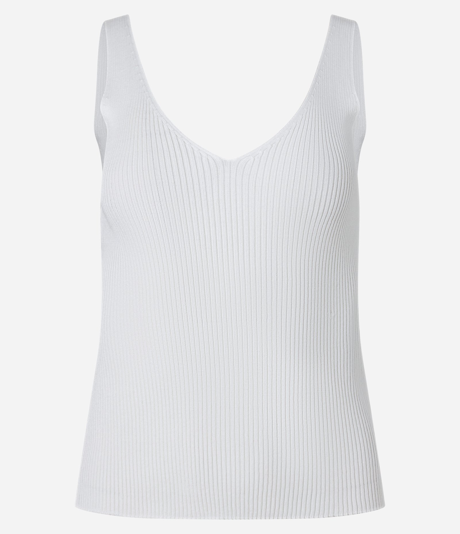 Blusa Regata Canelada em Tricô Leve com Decote V Branco Neve 5