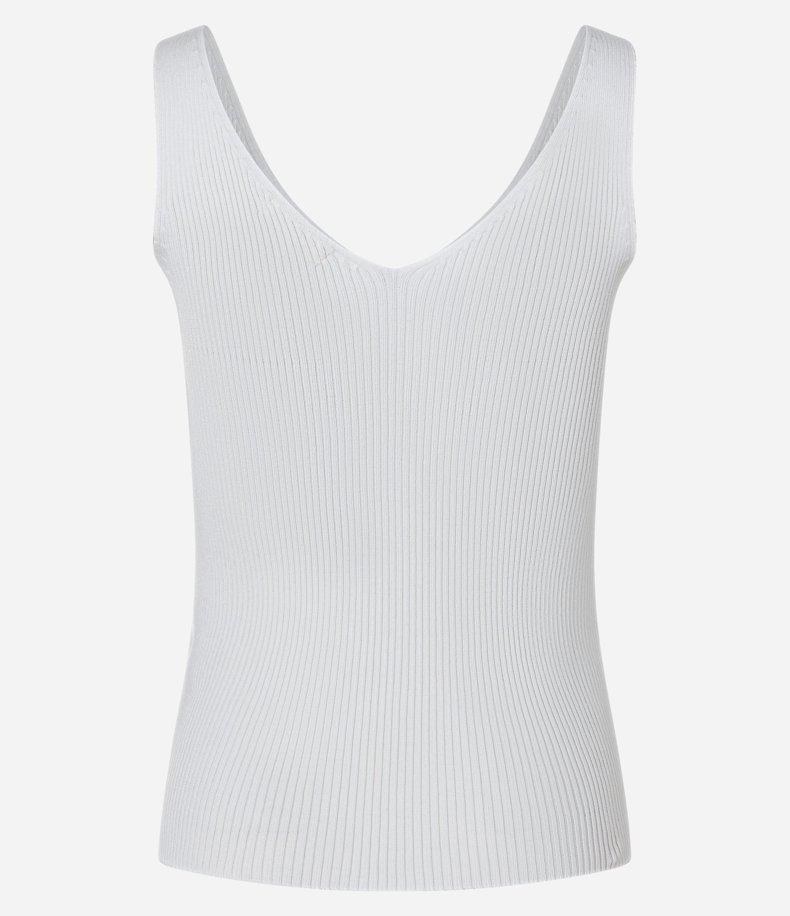 Blusa Regata Canelada em Tricô Leve com Decote V Branco Neve 7