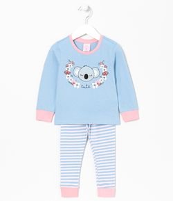 Pijama Infantil Longo Estampa Coala - Tam 1 a 4 anos