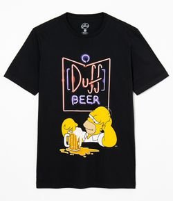 Camiseta Manga Curta Estampa Hommer Letreiro Duff Luminoso 