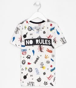 Camiseta Infantil com Estampa No Rules - Tam 5 a 14 anos