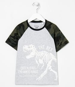 Camiseta Infantil Estampa T-Rex Brilha no Escuro - Tam 5 a 14 anos