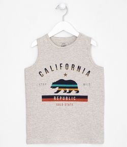 Camiseta Regata Infantil Estampa Califórnia - Tam 5 a 14 anos