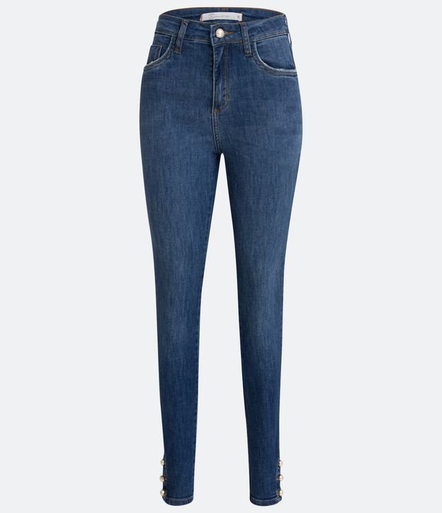Pantalón Jeans Skinny Lisa con Botónes de Perla  Azul 6