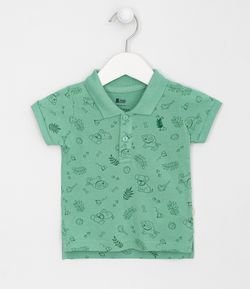 Camiseta Infantil Polo Estampada Cachorrinhos - Tam 0 a 18 meses