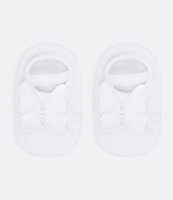 Meia sapatilha Bebês com Antiderrapante e Aplicação de Borboleta - Tam 0 a 12 Meses