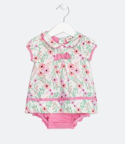 Vestido Body Infantil em Suedine Estampa Floral - Tam 0 a 18 meses