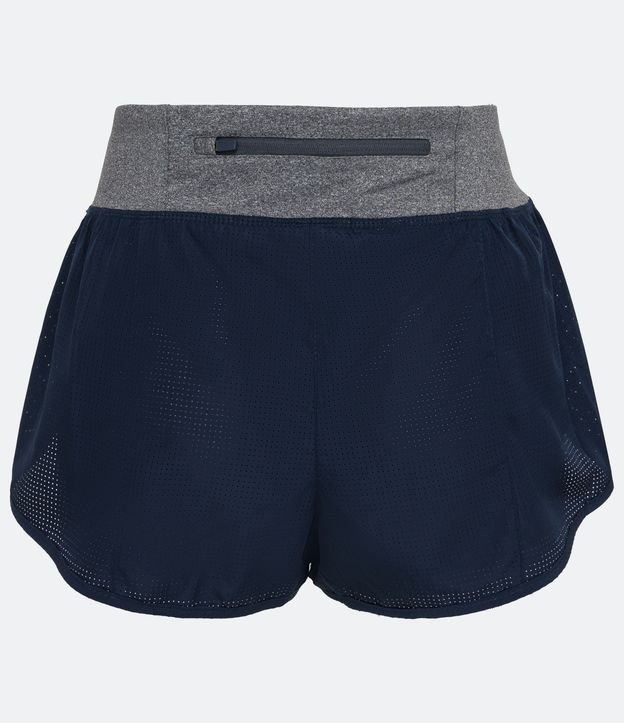Short Runner Deportivo Doble Texturizado con Bolsillo en la Cintura Azul 8