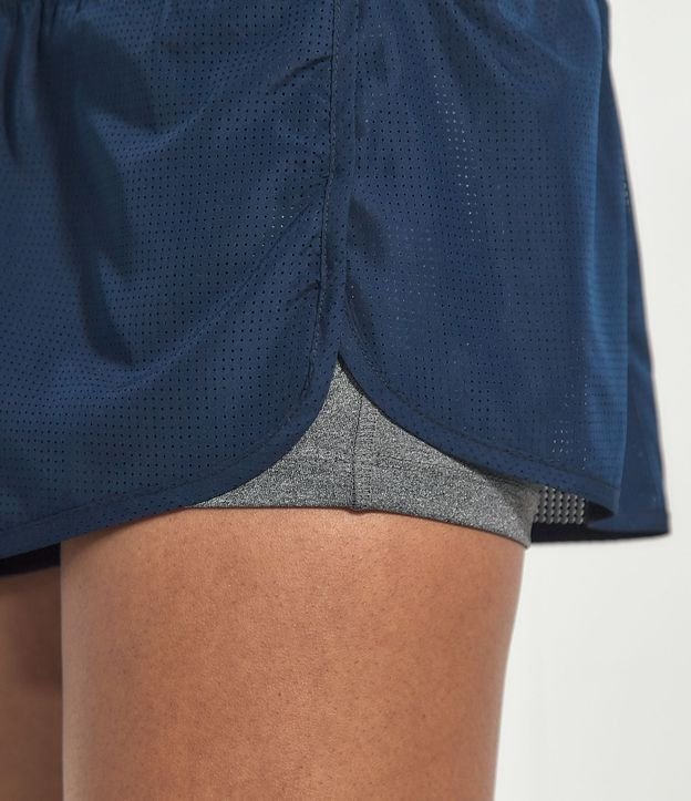 Short Runner Deportivo Doble Texturizado con Bolsillo en la Cintura Azul 3