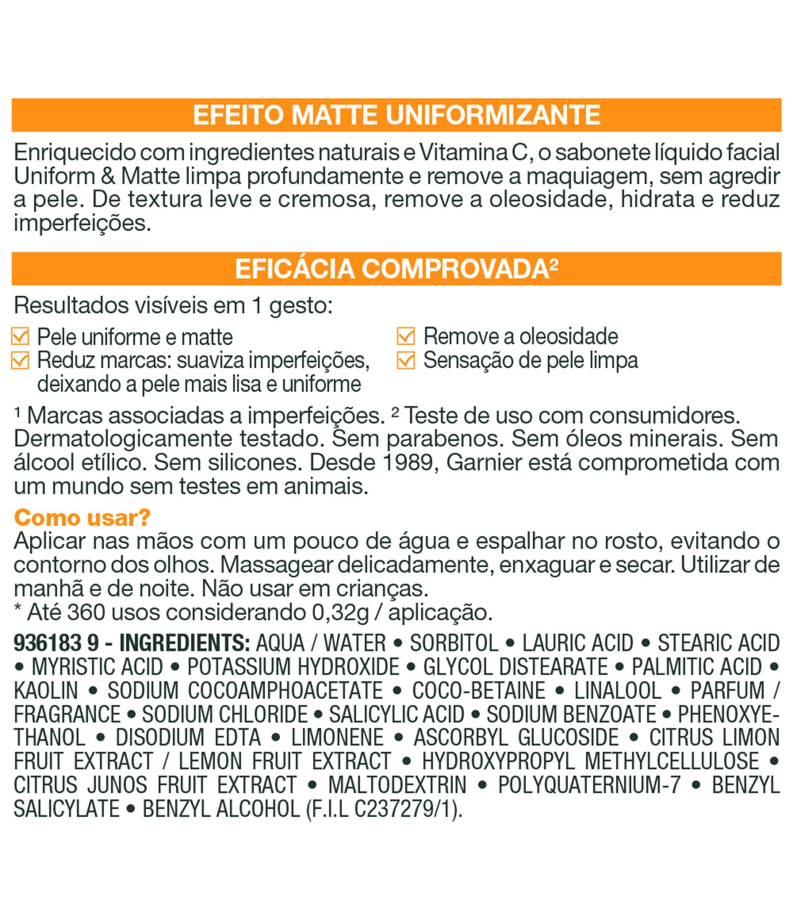 Limpeza Facial Garnier Uniform & Matte Vitamina C Antioleosidade 120g 2