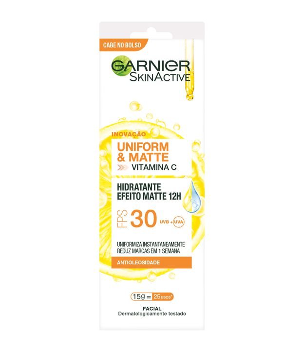 Protetor Hidratante Facial Garnier Uniform & Matte Vitamina C FPS 30, 15g 15g 2