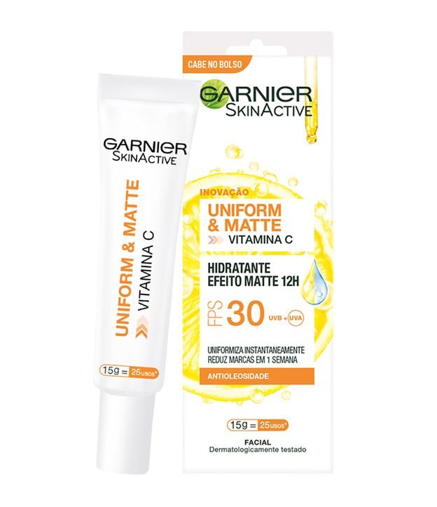 Protetor Hidratante Facial Garnier Uniform & Matte Vitamina C FPS 30, 15g 15g 3