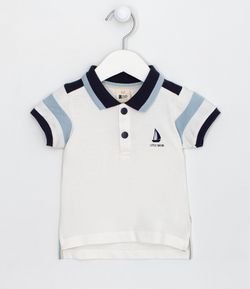 Camiseta Infantil Polo Recortes Little Sailor - Tam 0 a 18 meses
