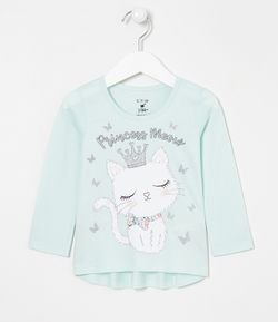 Blusa Infantil Estampa de Gatinha Princesa - Tam 1 a 5 anos
