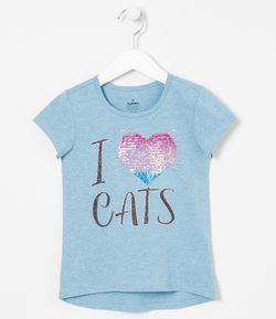 Blusa Infantil I Love Cats - Tam 5 a 14 anos