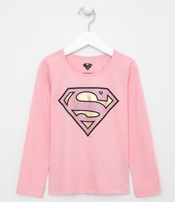 Camiseta Infantil Estampa Super Girl - Tam 4 a 14 anos