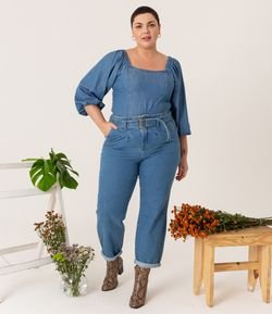 Calça Slouchy Jean Lisa com Cinto Curve & Plus Size