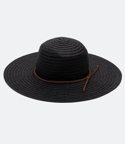 Chapéu de Palha Liso com Cordão em Fake Suede