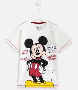 Camiseta Infantil Manga Curta Estampa Mickey Interativa Let's Go - Tam 2 a 5 anos