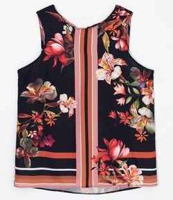 Blusa Regata Floral com Laço nas Costas