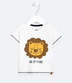 Camiseta Infantil Manga Curta Estampa Leão - Tam 0 a 18