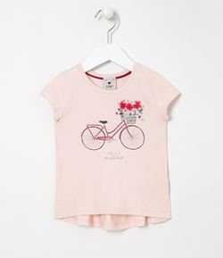 Blusa Infantil Estampa Bicicleta com Glitter - Tam 1 a 5 anos
