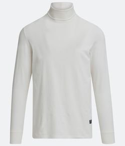Camiseta Regular em Algodão com Gola Role e Manga Longa